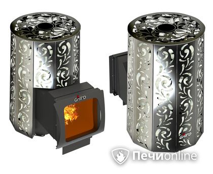 Дровяная печь-каменка GrillD Violet window long Max Жадеит 100 в Ростове-на-Дону
