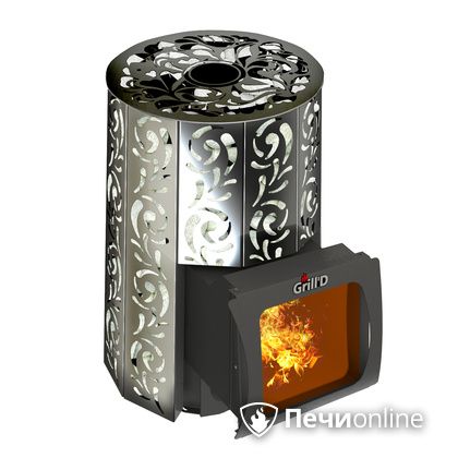 Дровяная печь-каменка GrillD Violet window short Max Жадеит 80 в Ростове-на-Дону